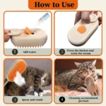 Steam Pet Brush 4-in-1 Massage Dog Steamy Brush Spray Beauty Tangled - Image 5